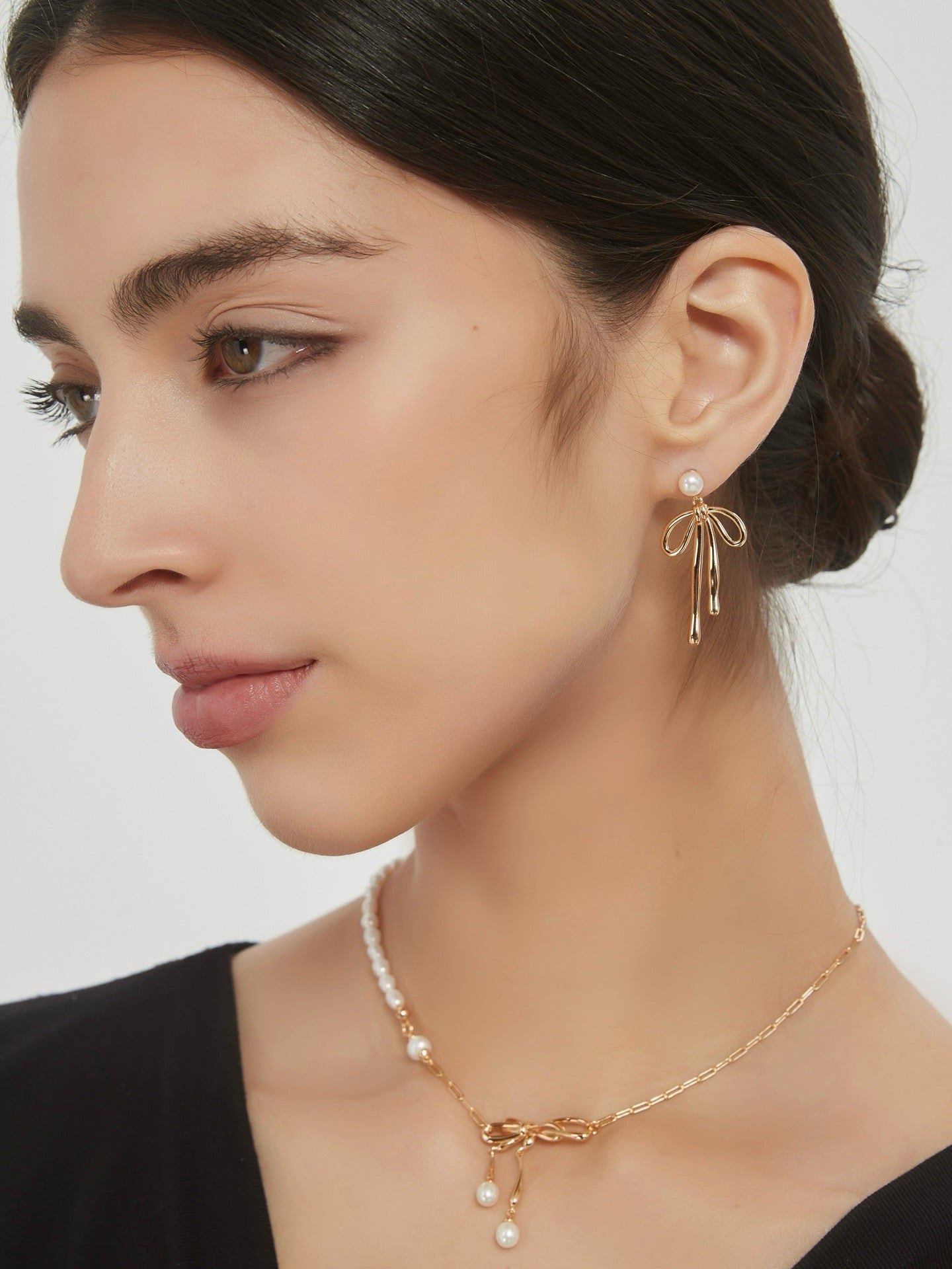 Whimsy Bow Pearl Drop Earrings
