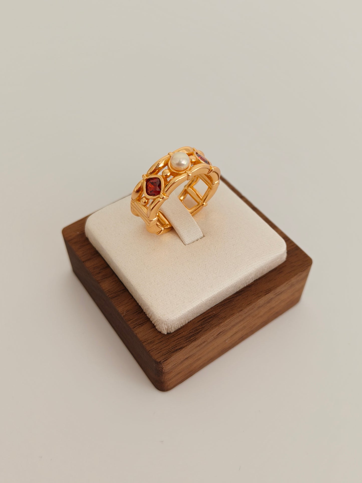 Royal Garnet and Pearl Gold Vermeil Ring