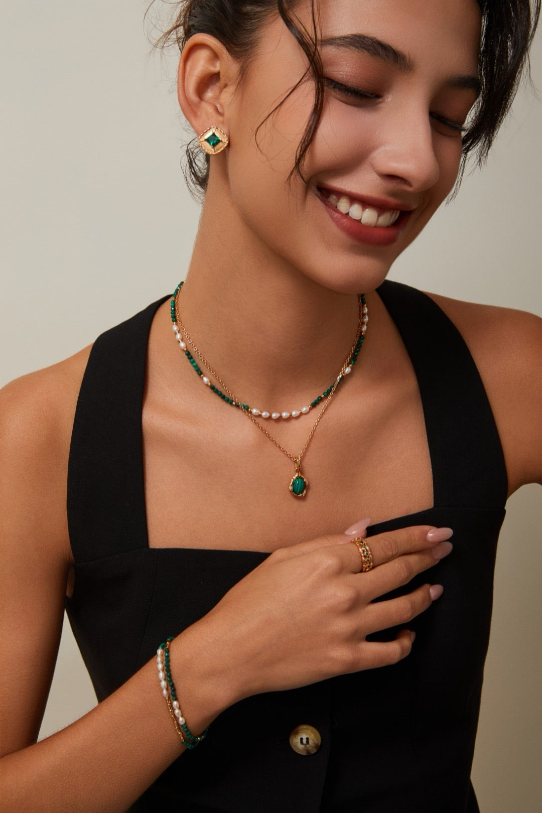 Double Strands Malachite Bracelet