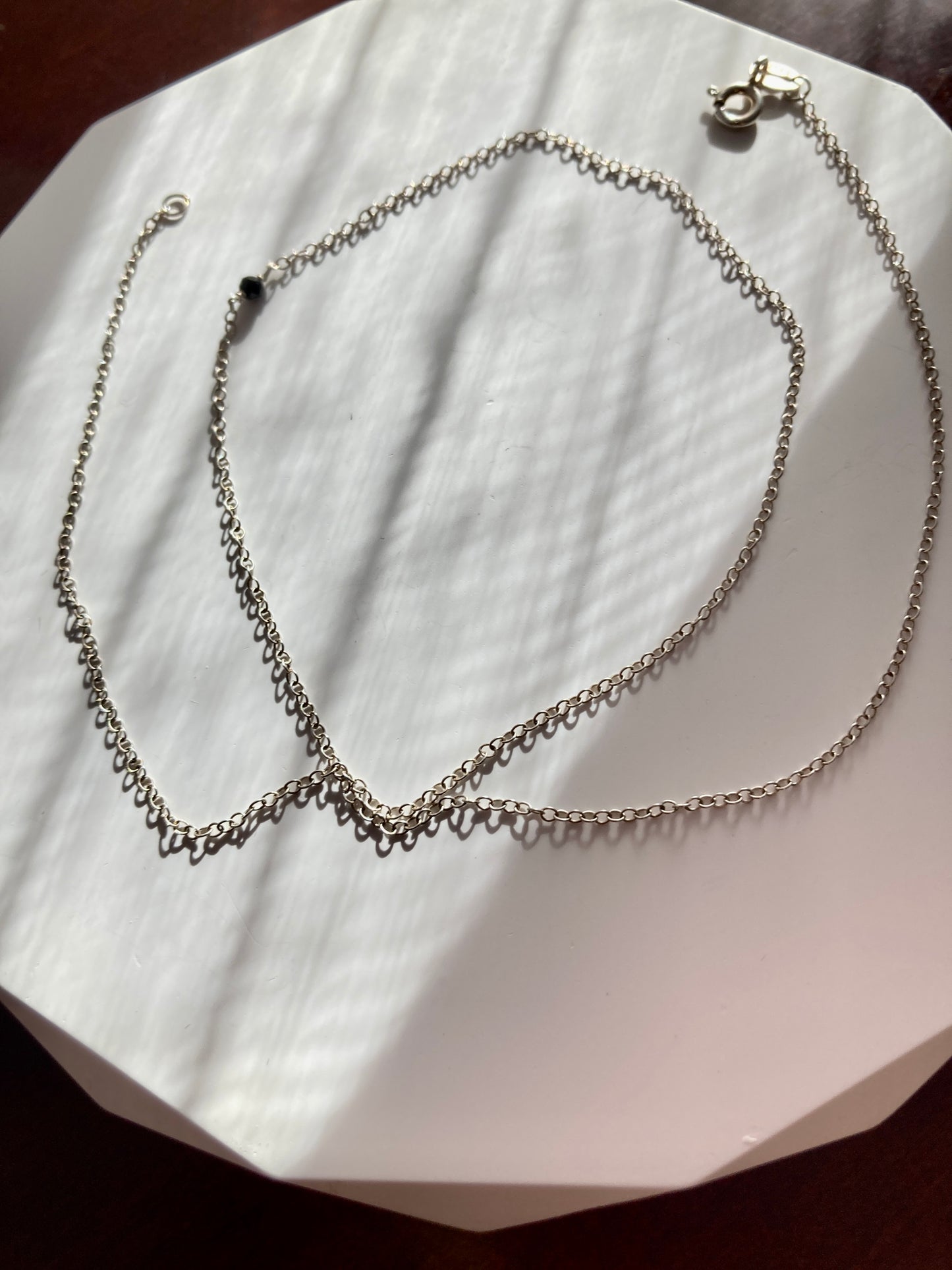 Black Quartz Silver Necklace