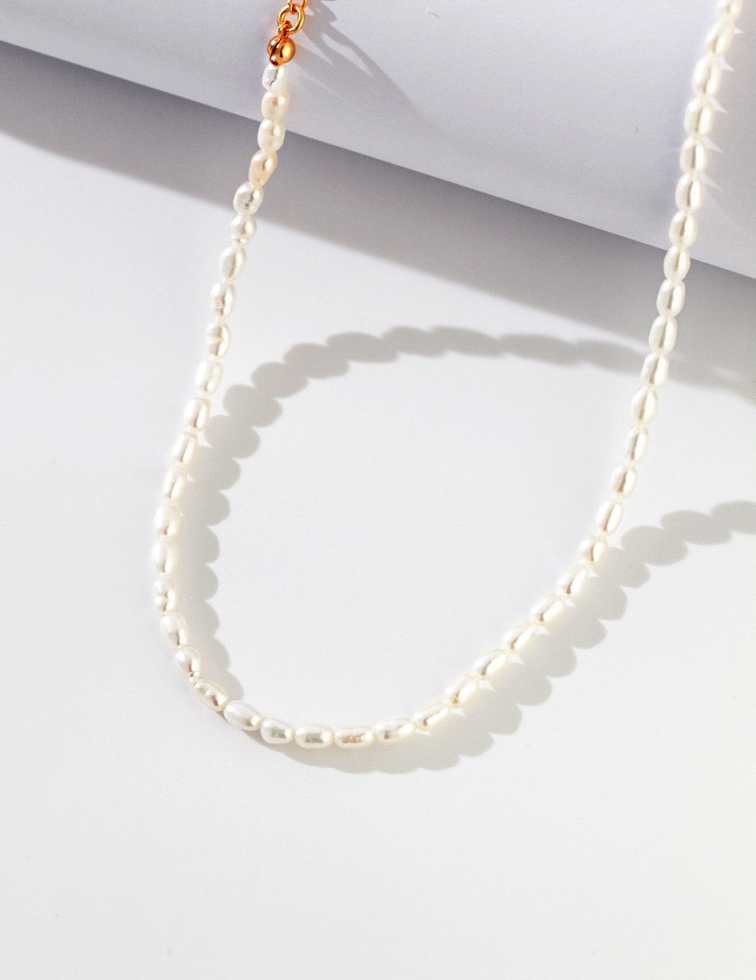 S925 Sterling Silver Rice Pearl Choker Necklace – Vintage Gold