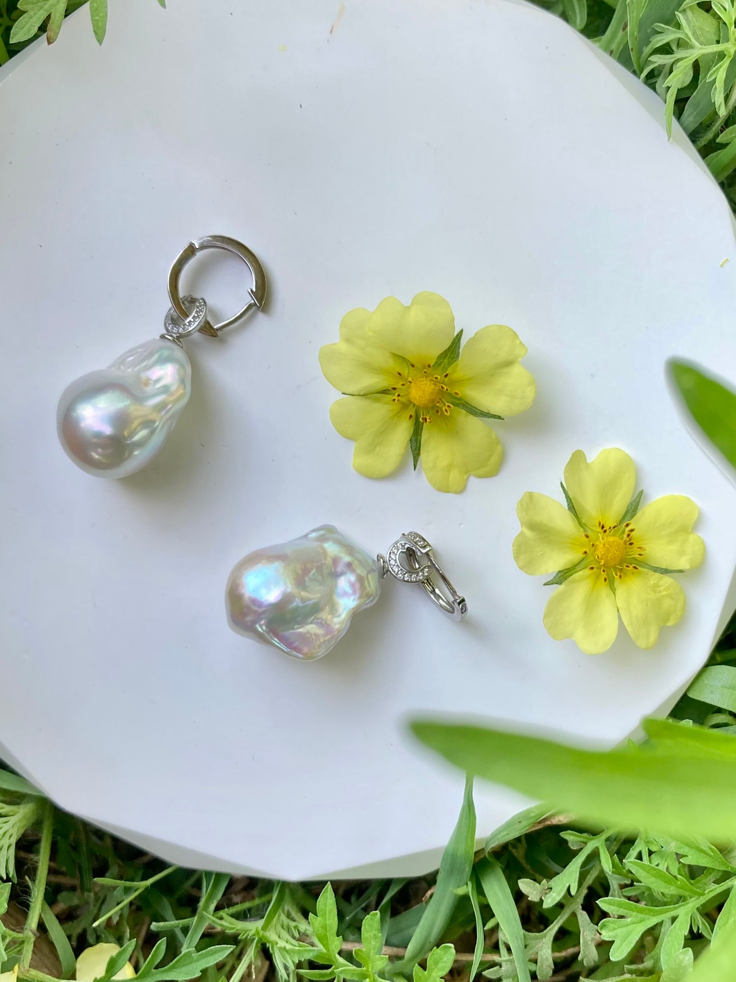 Cute Huggies with Baroque Pearl Pendants