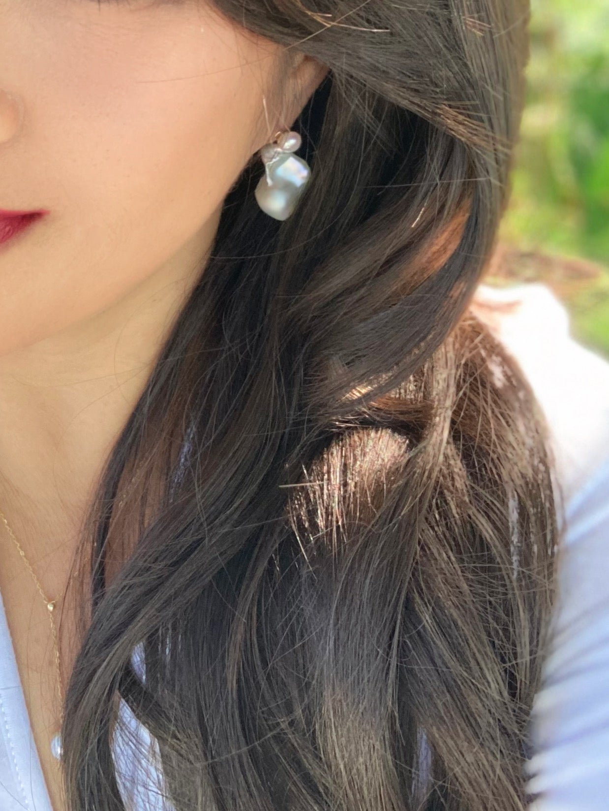 Minimalist Handcrafted Baroque Pearl Earrings