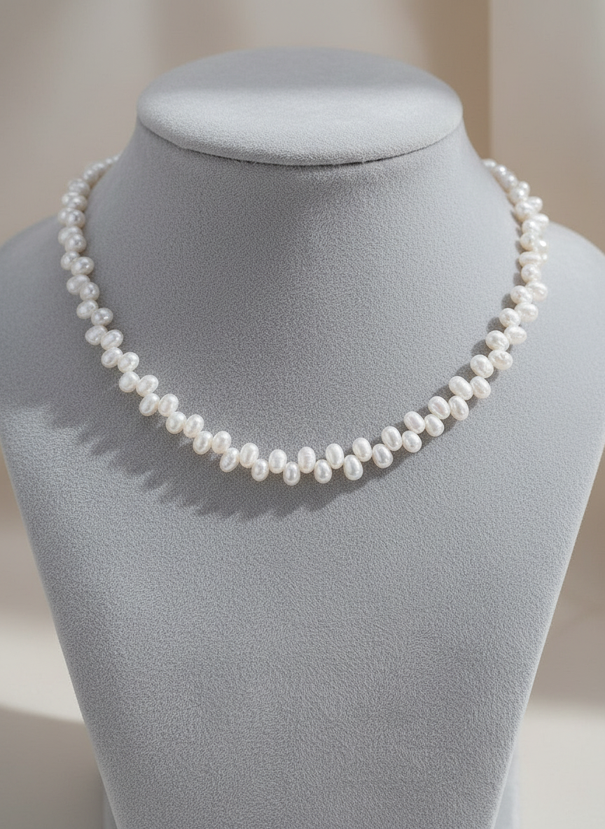 S925 Sterling Silver Freshwater Pearl Choker Necklace