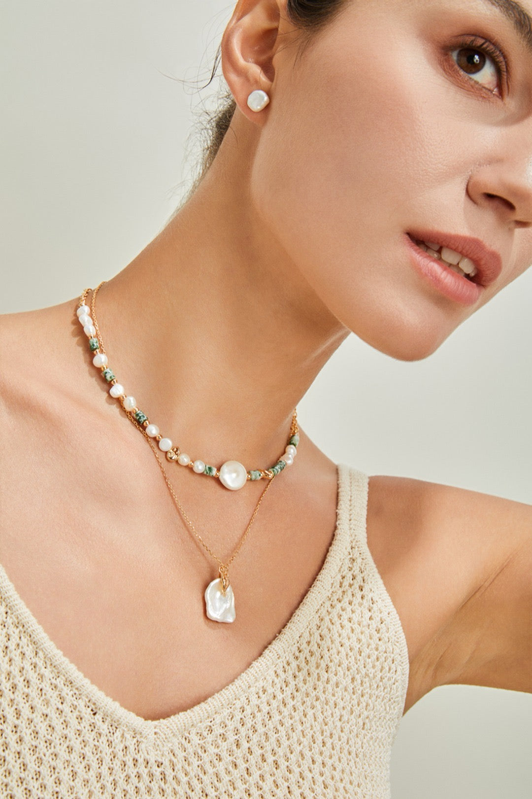 Silver Petals Pearl Stud
