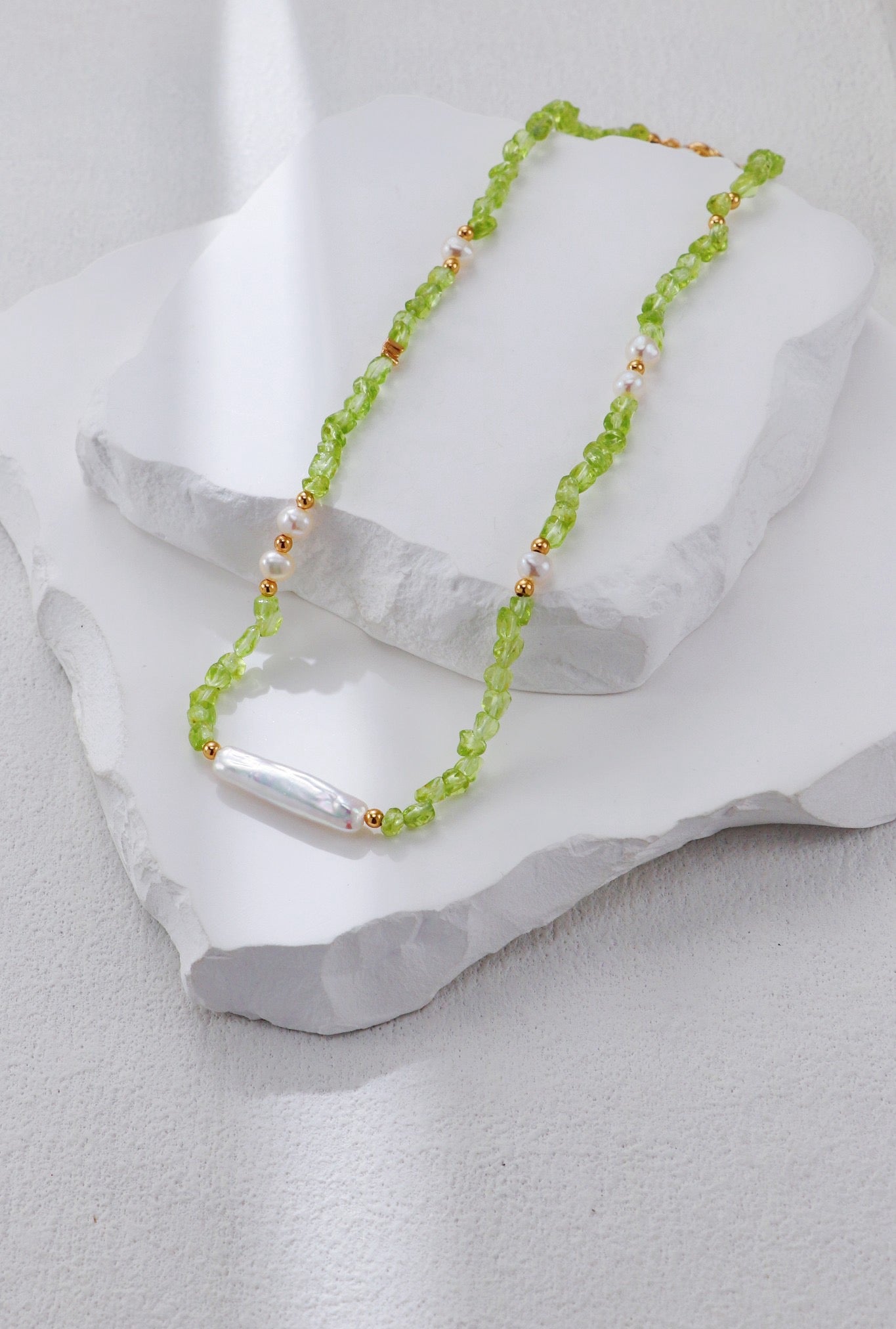 Peridot & Pearl Harmony Set – S925 Sterling Silver Necklace and Bracelet