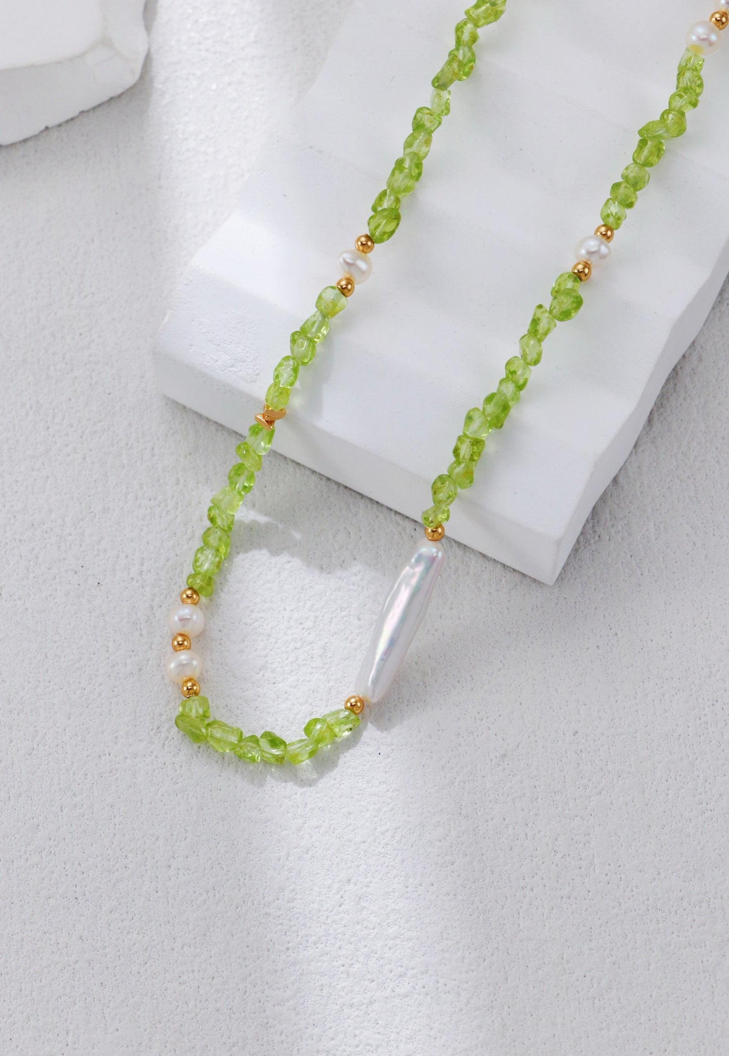 Peridot & Pearl Harmony Set – S925 Sterling Silver Necklace and Bracelet