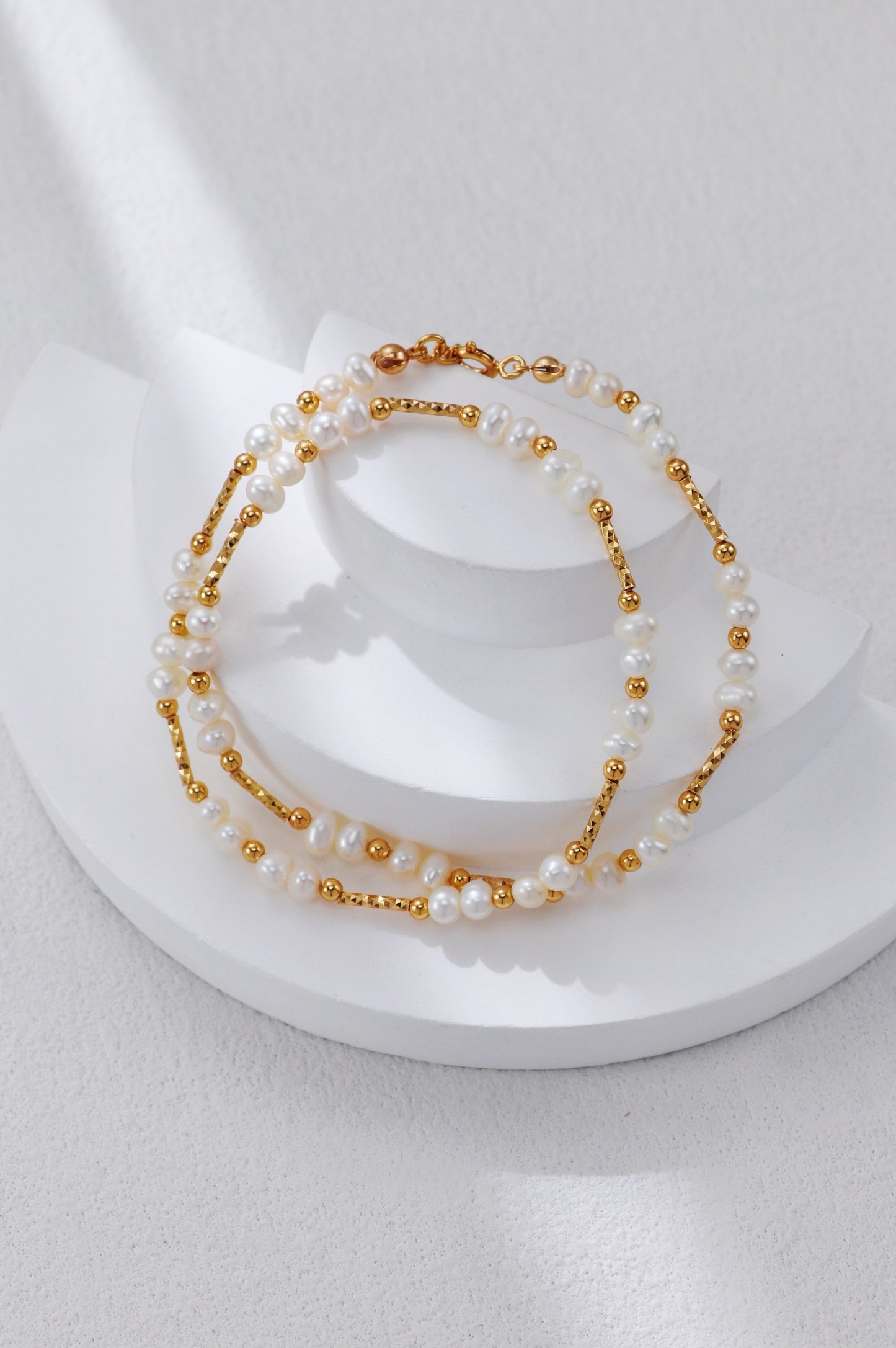 Vintage Gold Baroque Pearl Chain Necklace – S925 Silver