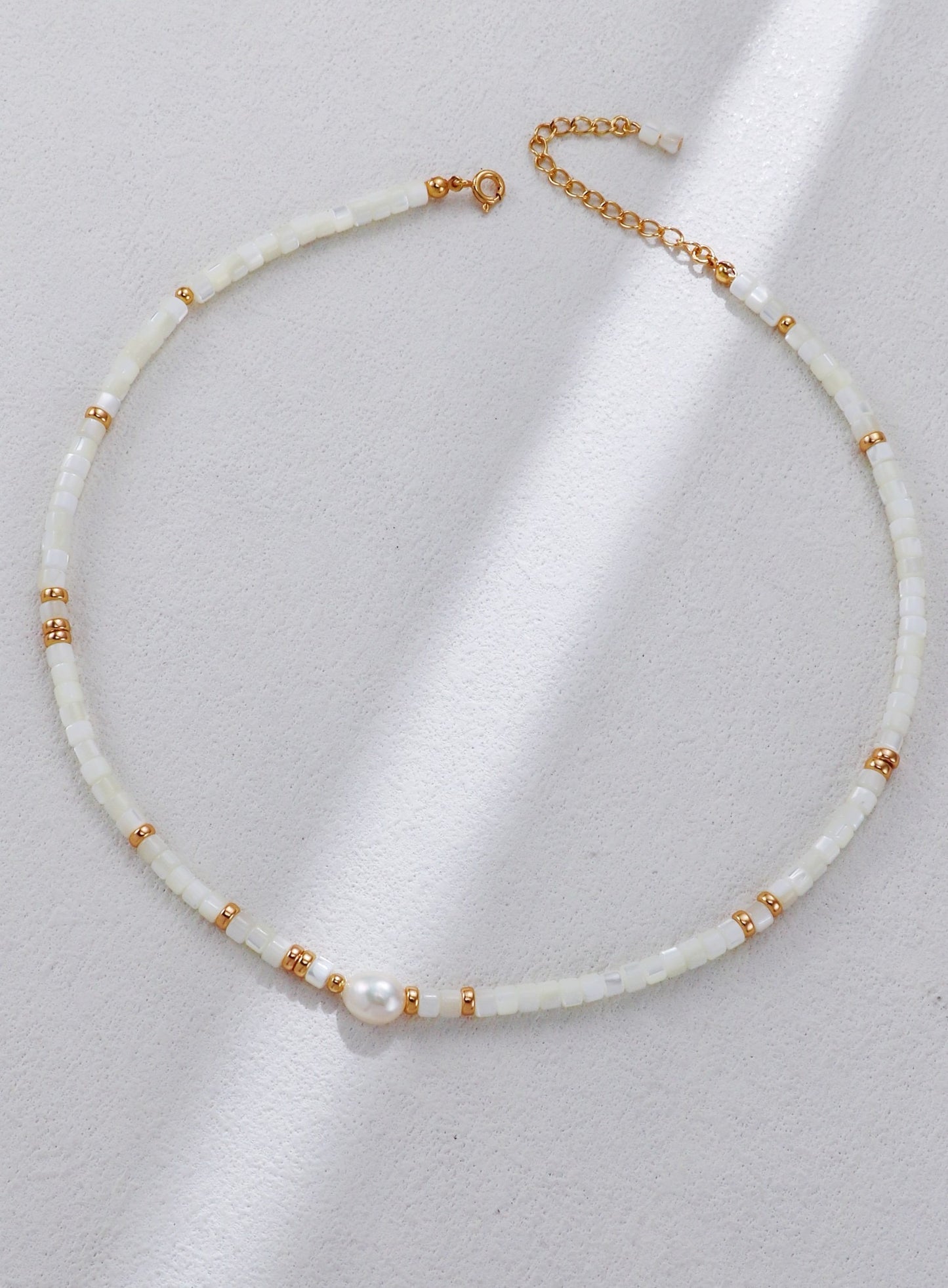 Vintage Gold Mother-of-Pearl & Baroque Pearl Necklace and Bracelet Set – S925 Sterling Silver