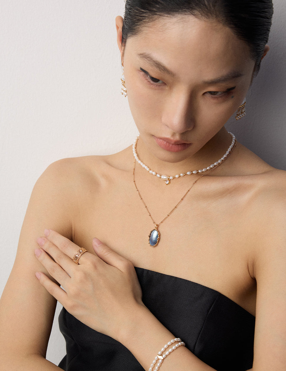 S925 Vintage Gold Mabe Pearl Necklace