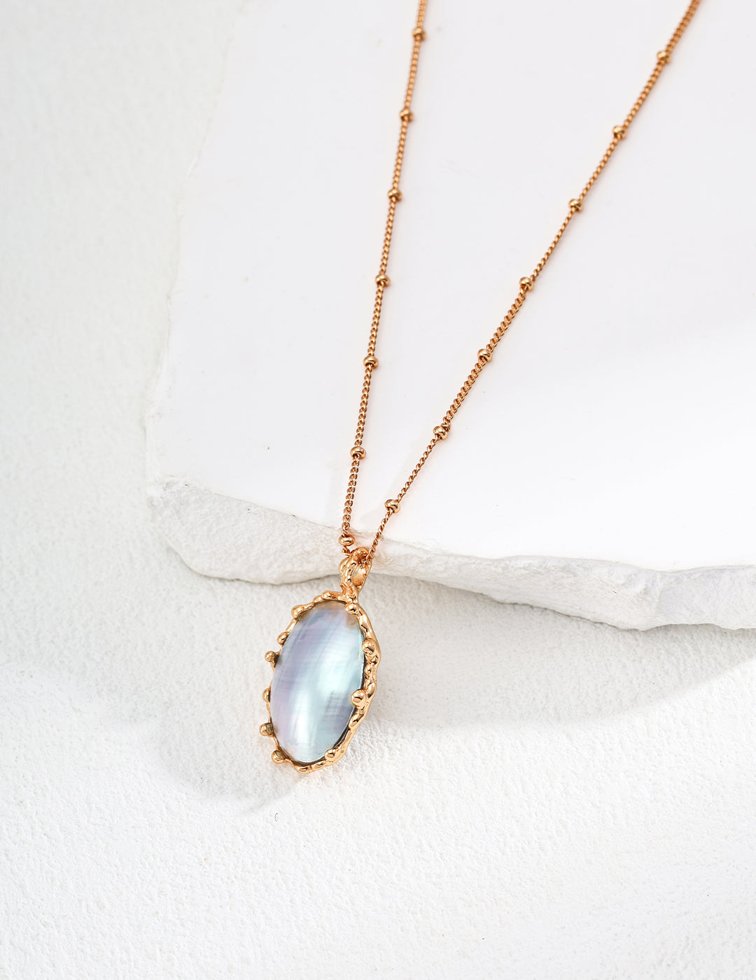 S925 Vintage Gold Mabe Pearl Necklace
