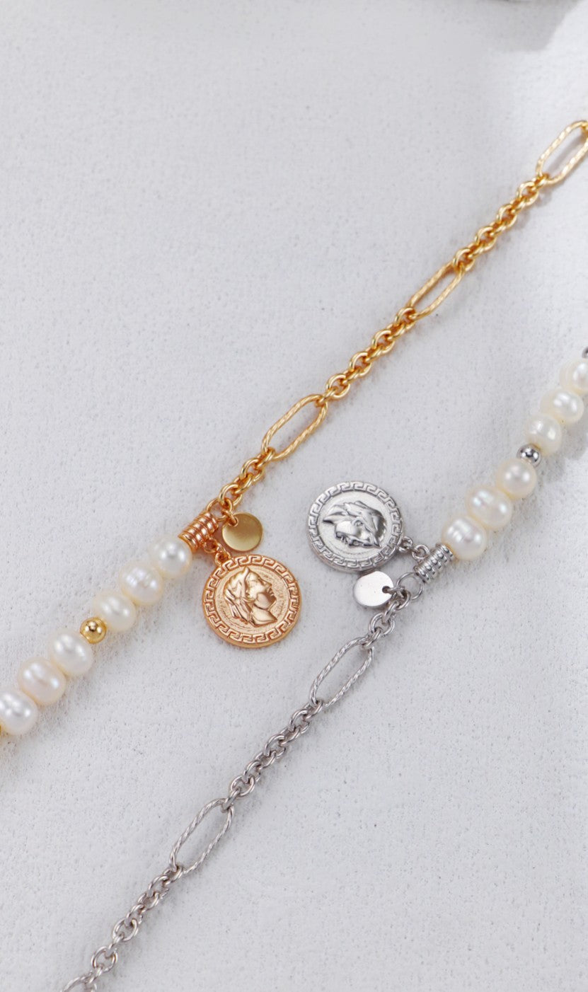 Vintage Pearl Chain Bracelet in Sterling Silver