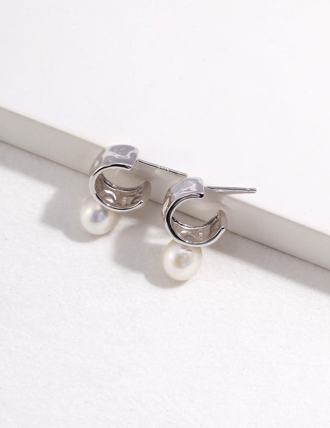 C Hoop Pearl Earrings