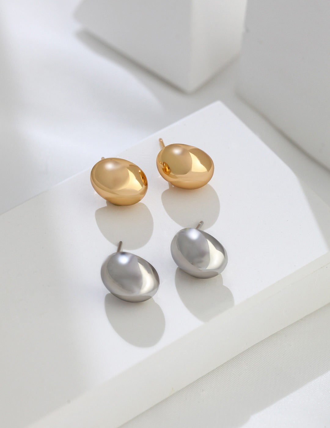 Golden Beans Stud Earrings