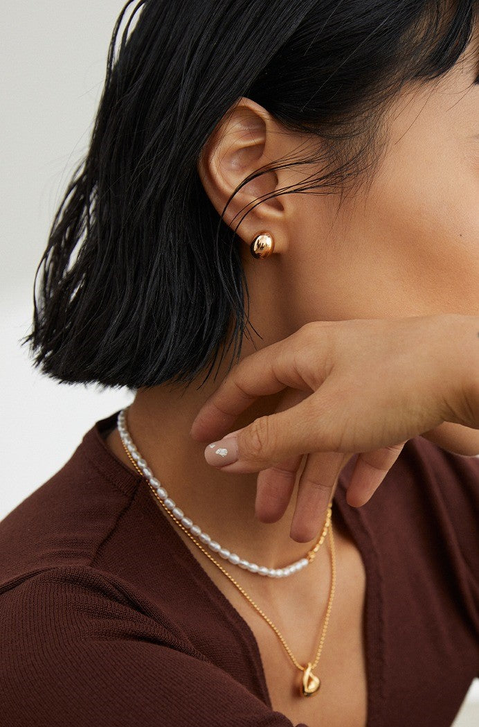 Golden Beans Stud Earrings