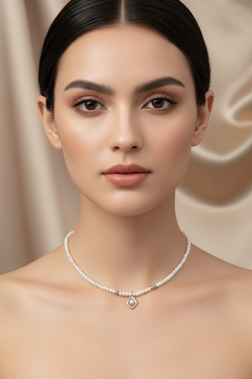 Vintage Pearl Pendant Necklace – S925 Sterling Silver, Gold or Platinum Finish