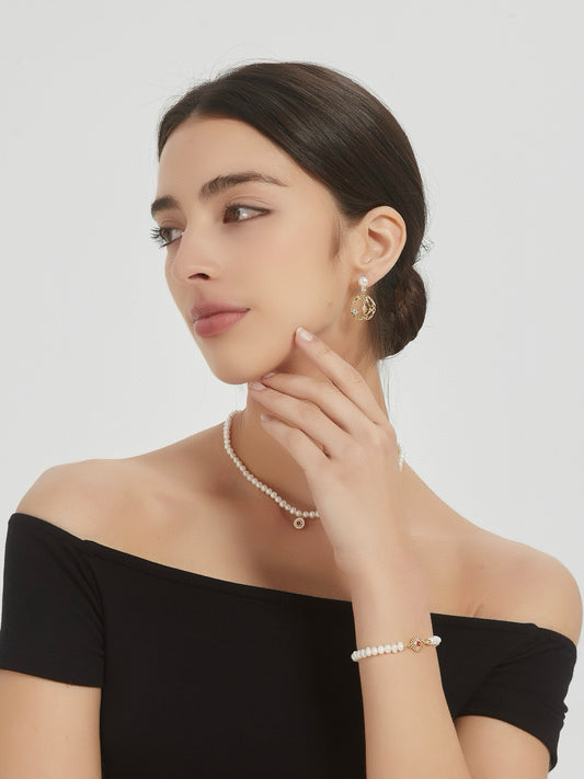 Golden Sun Pearl Bracelet and Necklace