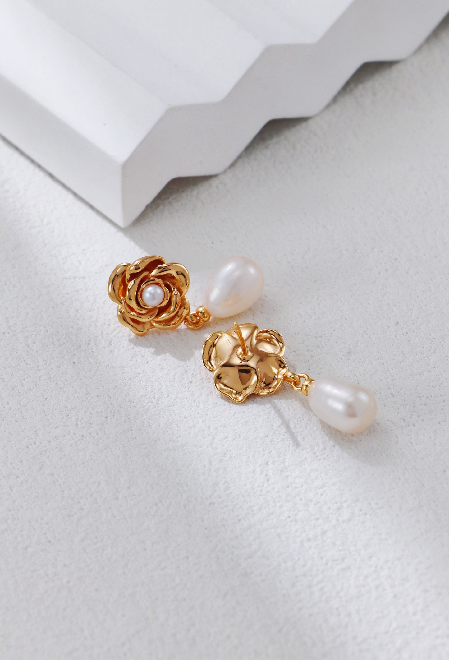 Rose Whisper Pearl & Silver Earrings