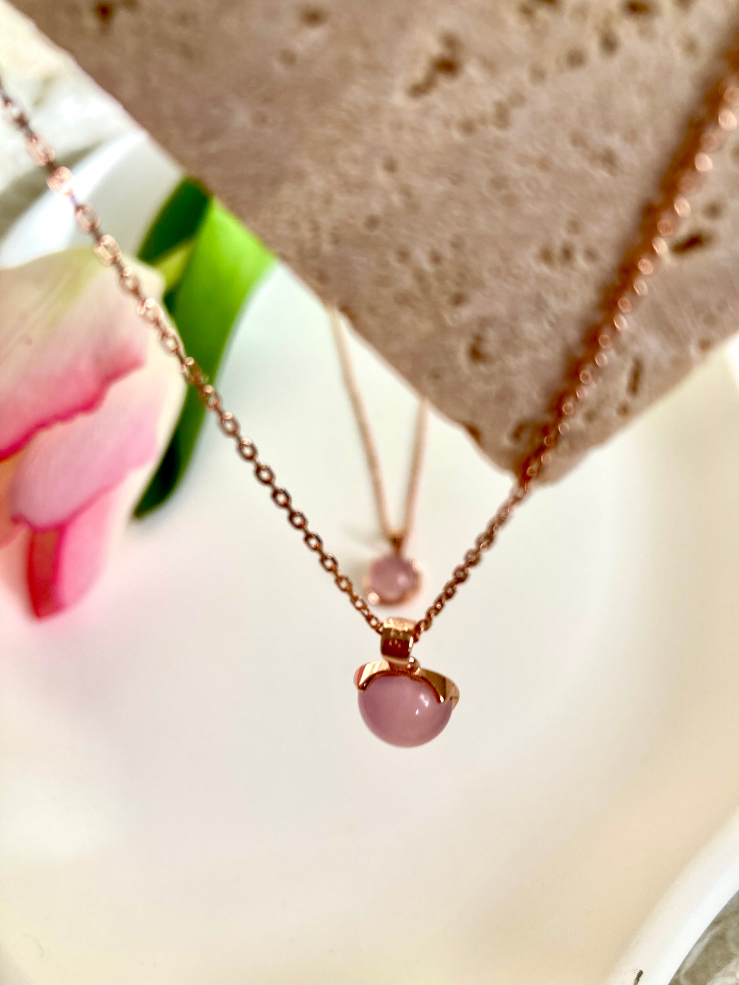Pink gemstone necklace