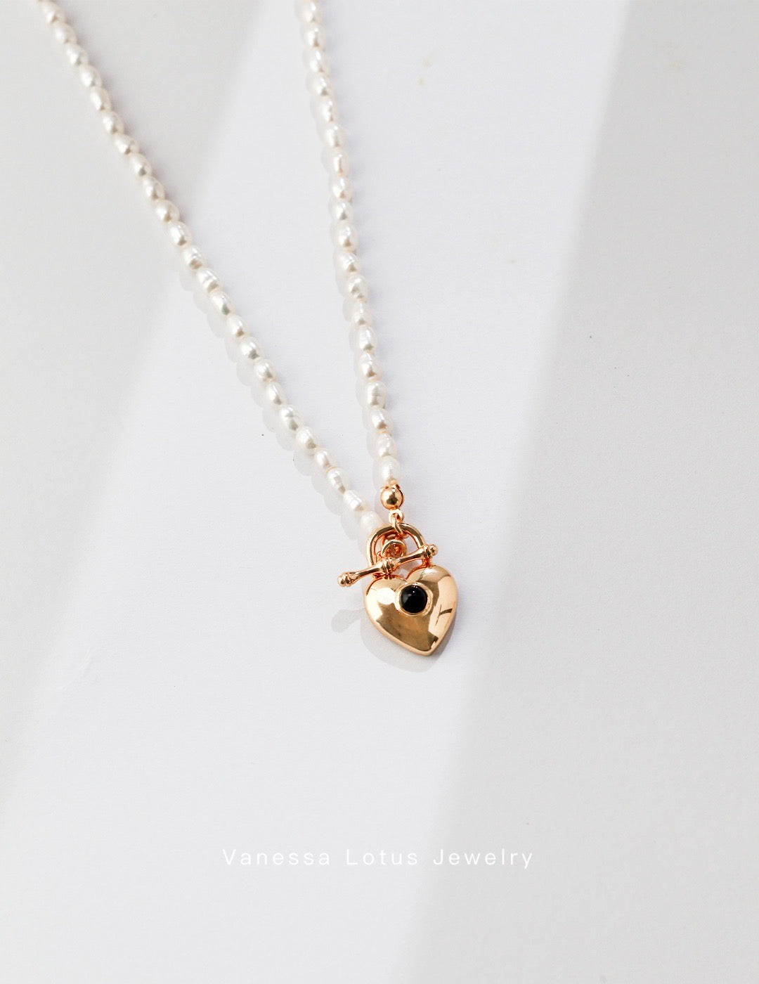 Pearl Necklace with Heart Pendant
