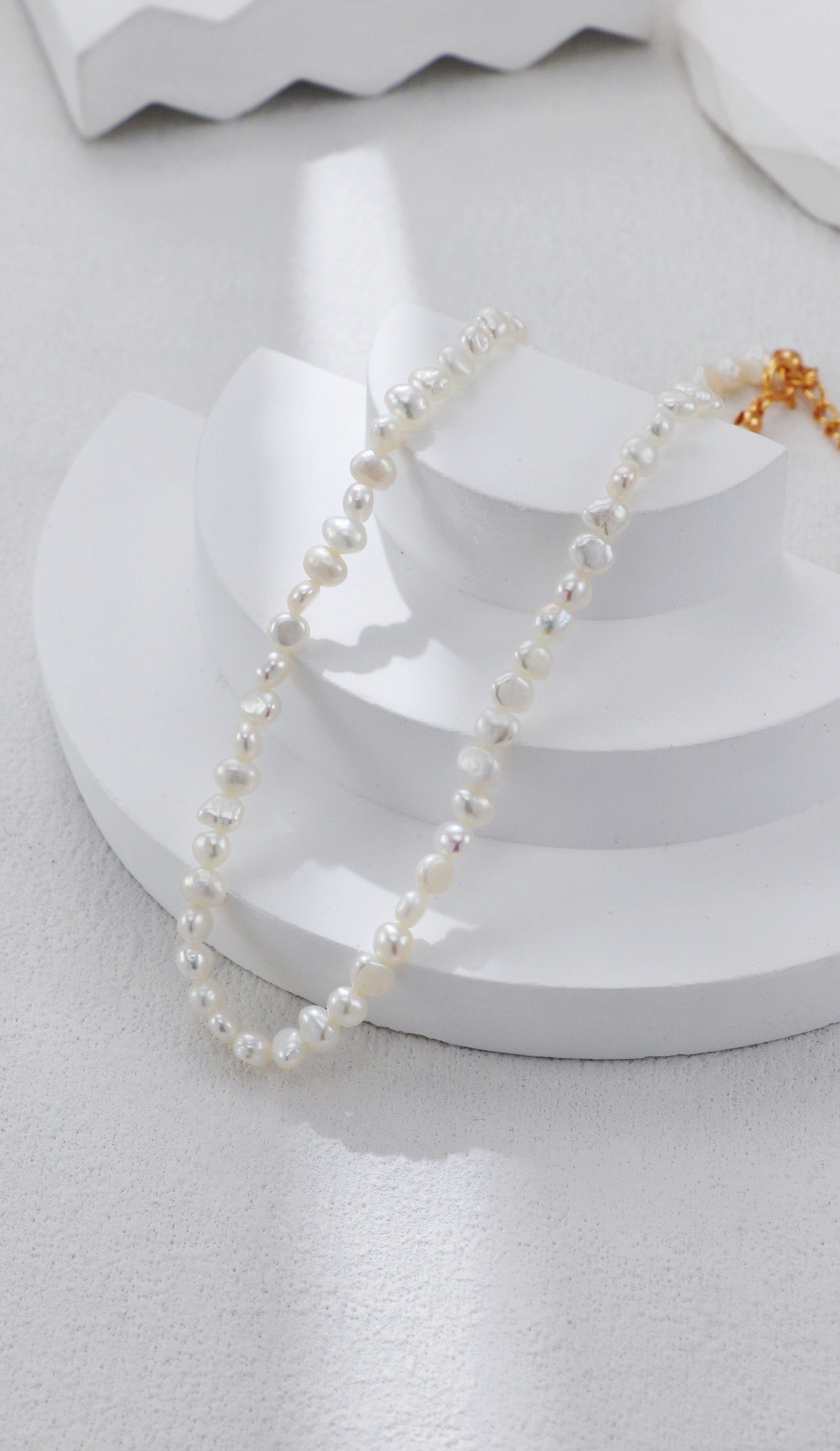 Vintage Gold Natural Freshwater Pearl Necklace – S925 Silver