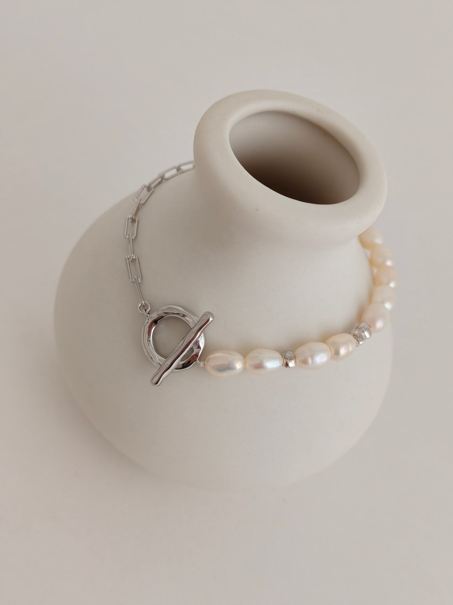 Aurora Pearl & Gold Chain Bracelet – S925 Sterling Silver