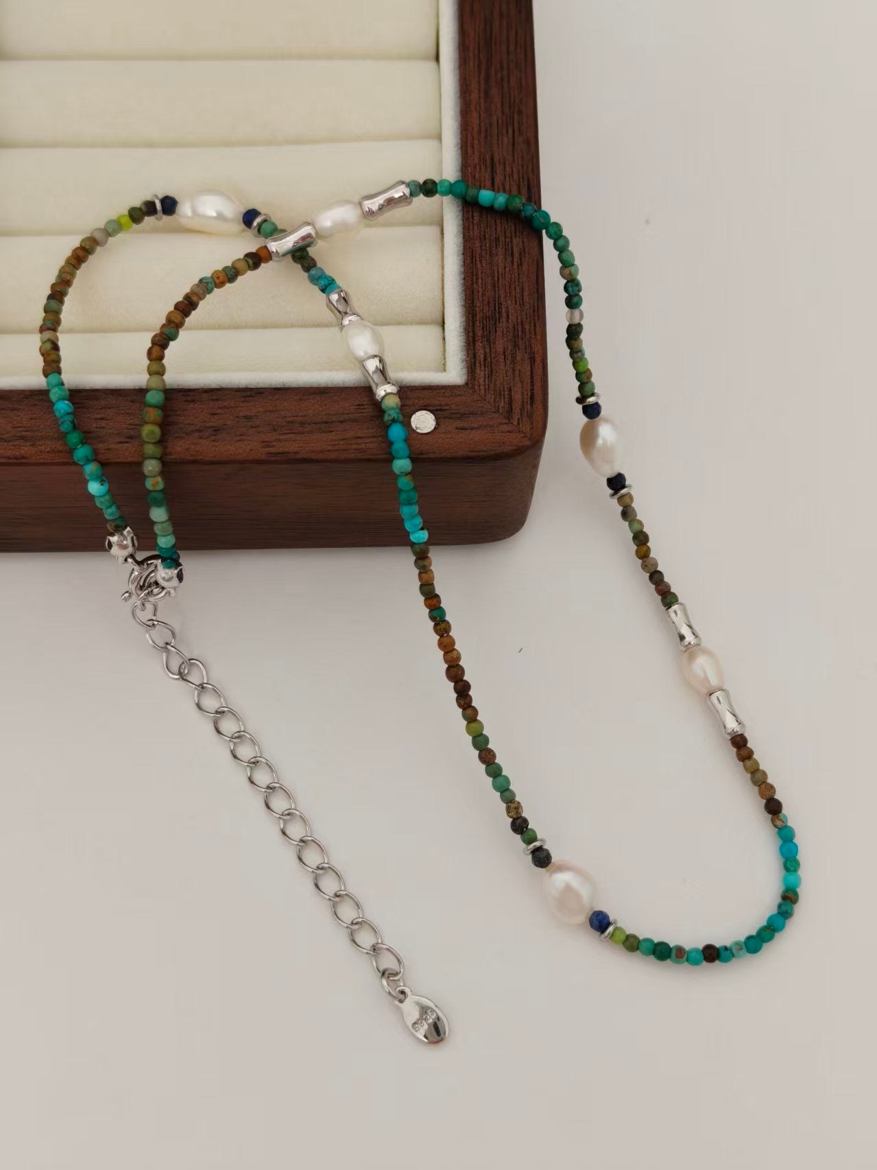 Vintage Gemstone & Pearl Jewelry Set – S925 Silver Bracelet & Necklace