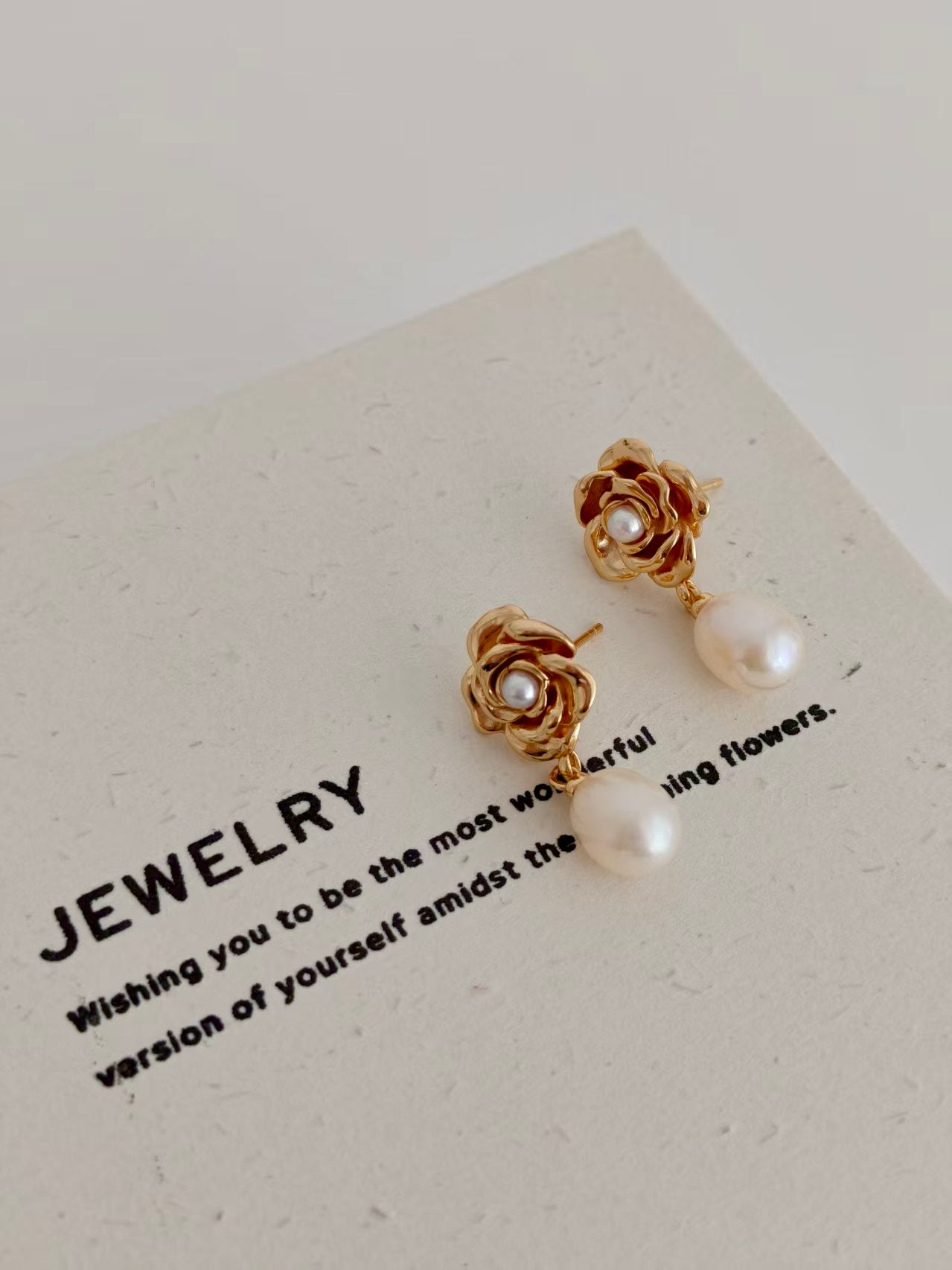 Rose Whisper Pearl & Silver Earrings