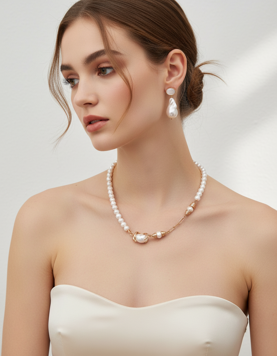 S925 Sterling Silver Baroque Pearl Drop Earrings – Natural Shell & Pearl Jewelry