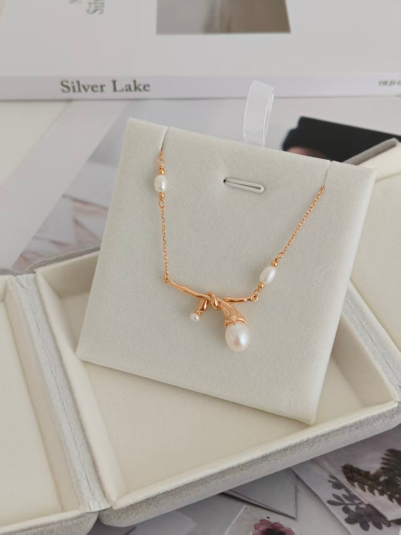 S925 Natural Pearl Necklace & Bracelet Set | Vintage Gold