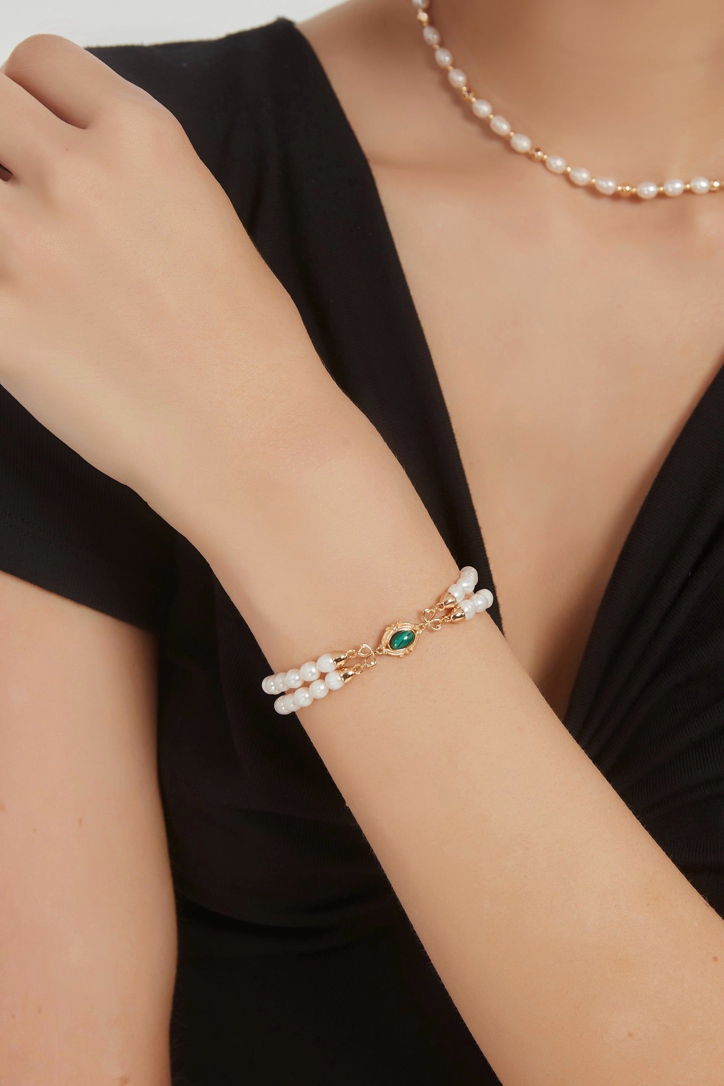 Malachite Pearl Bracelet