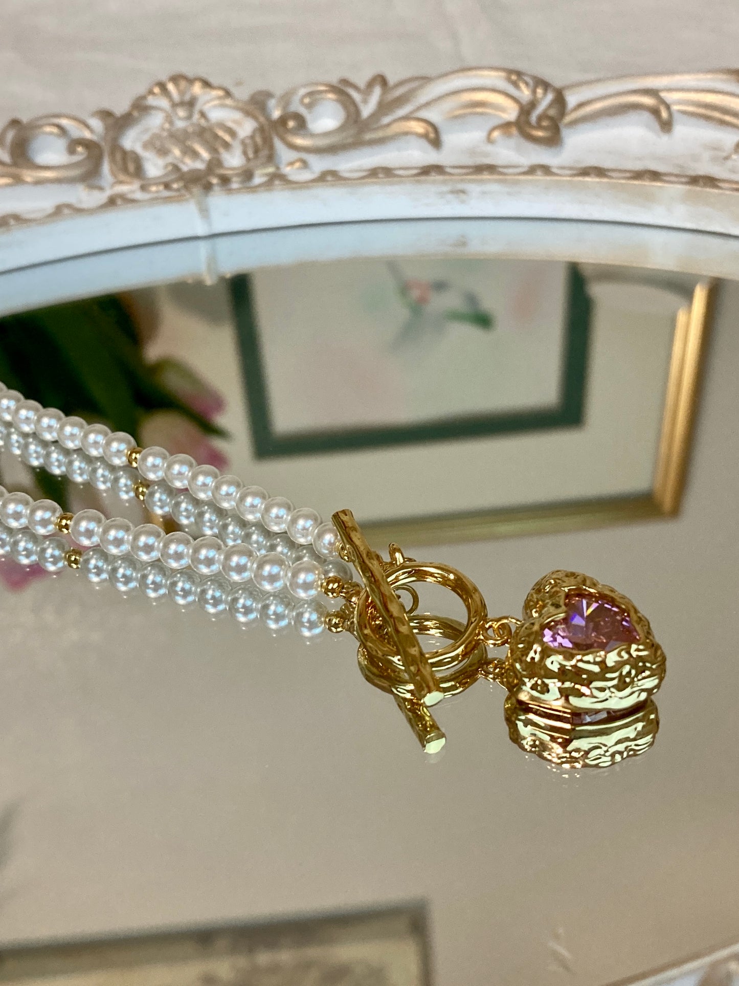 Pink Gemstone Heart Necklace