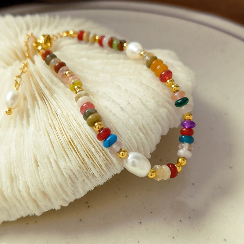 Rainbow Beads Necklace and Bracelet