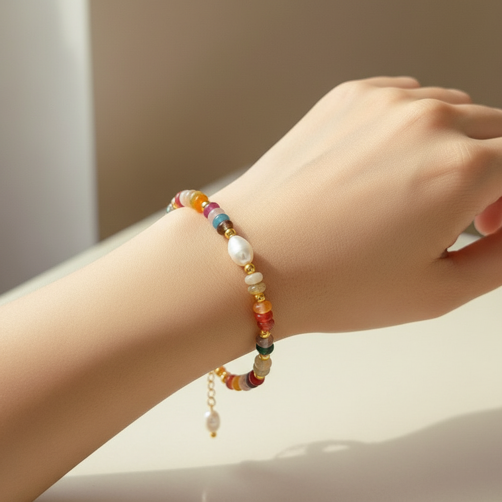 Rainbow Beads Necklace and Bracelet