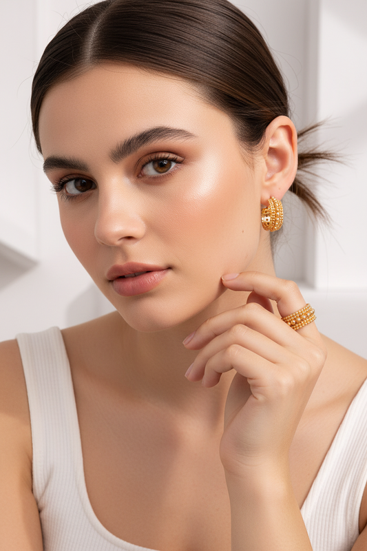 Vintage Beaded Band Ring – 925 Sterling Silver Adjustable Ring