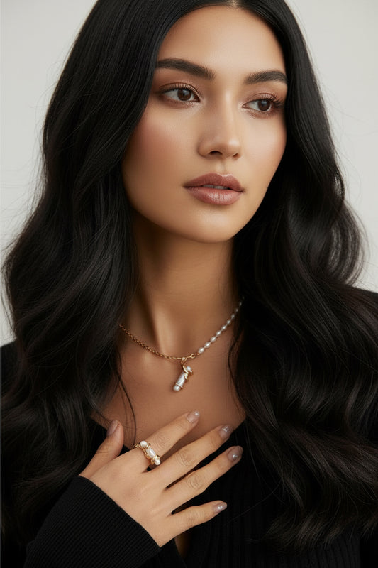 Baroque Gold Embrace Pearl Set