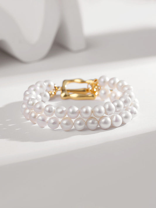 Two layer pearl bracelet