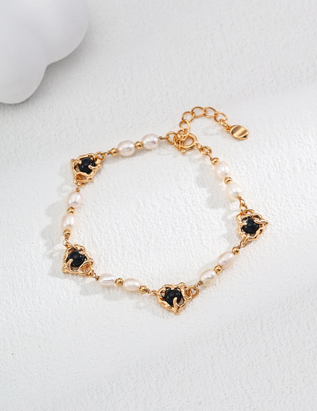 Black Agate and Pearl Bracelet