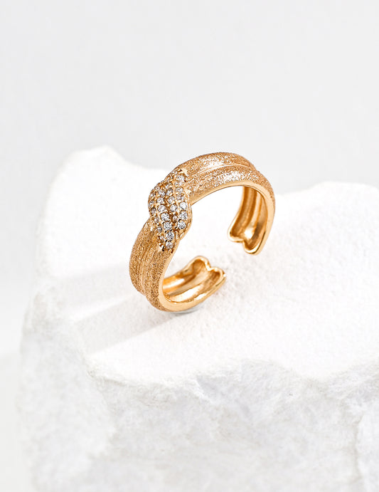 S925 Vintage Matte Zircon Ring – Adjustable Sterling Silver