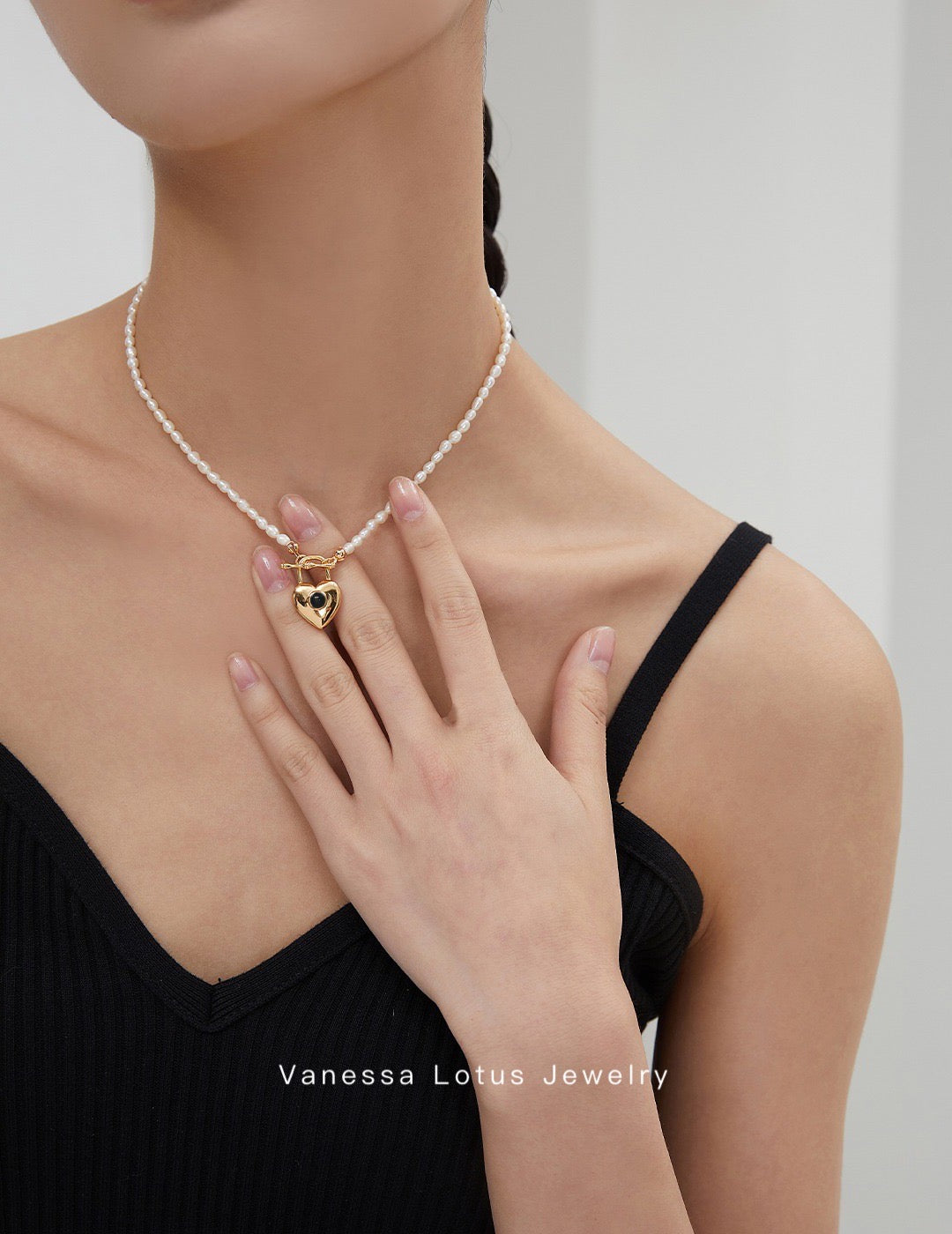 Pearl Necklace with Heart Pendant