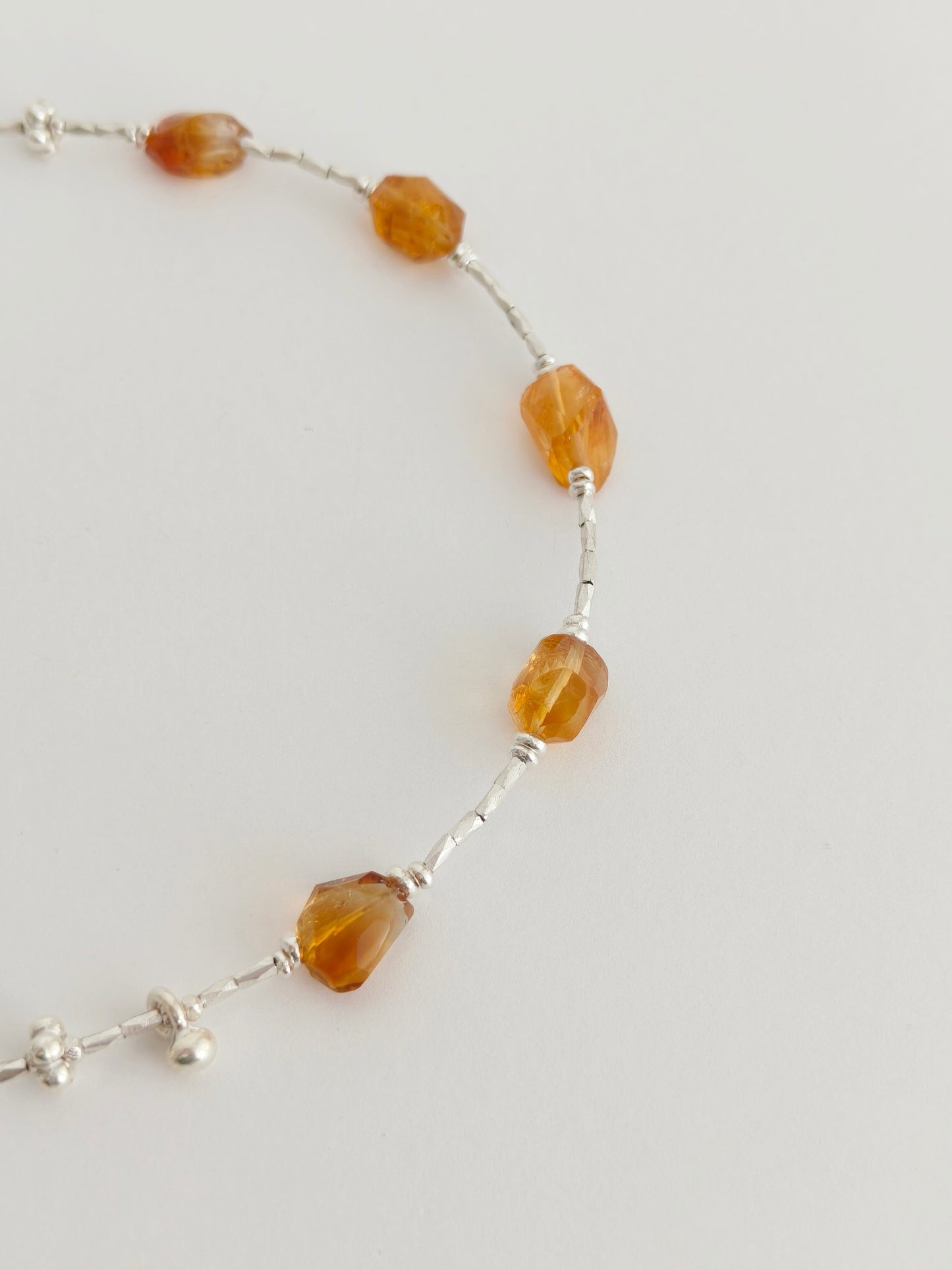 Brazilian Citrine Beaded Bracelet – Handmade Thai Silver Gemstone Bracelet