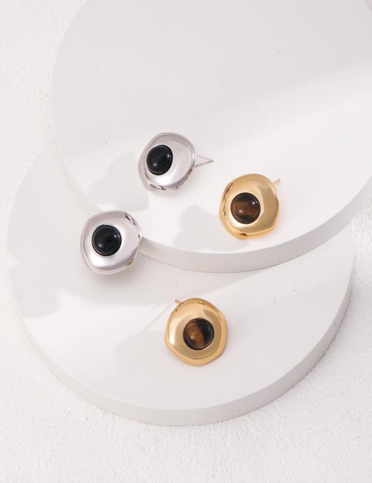 Sterling silver and gemstone studs earrings