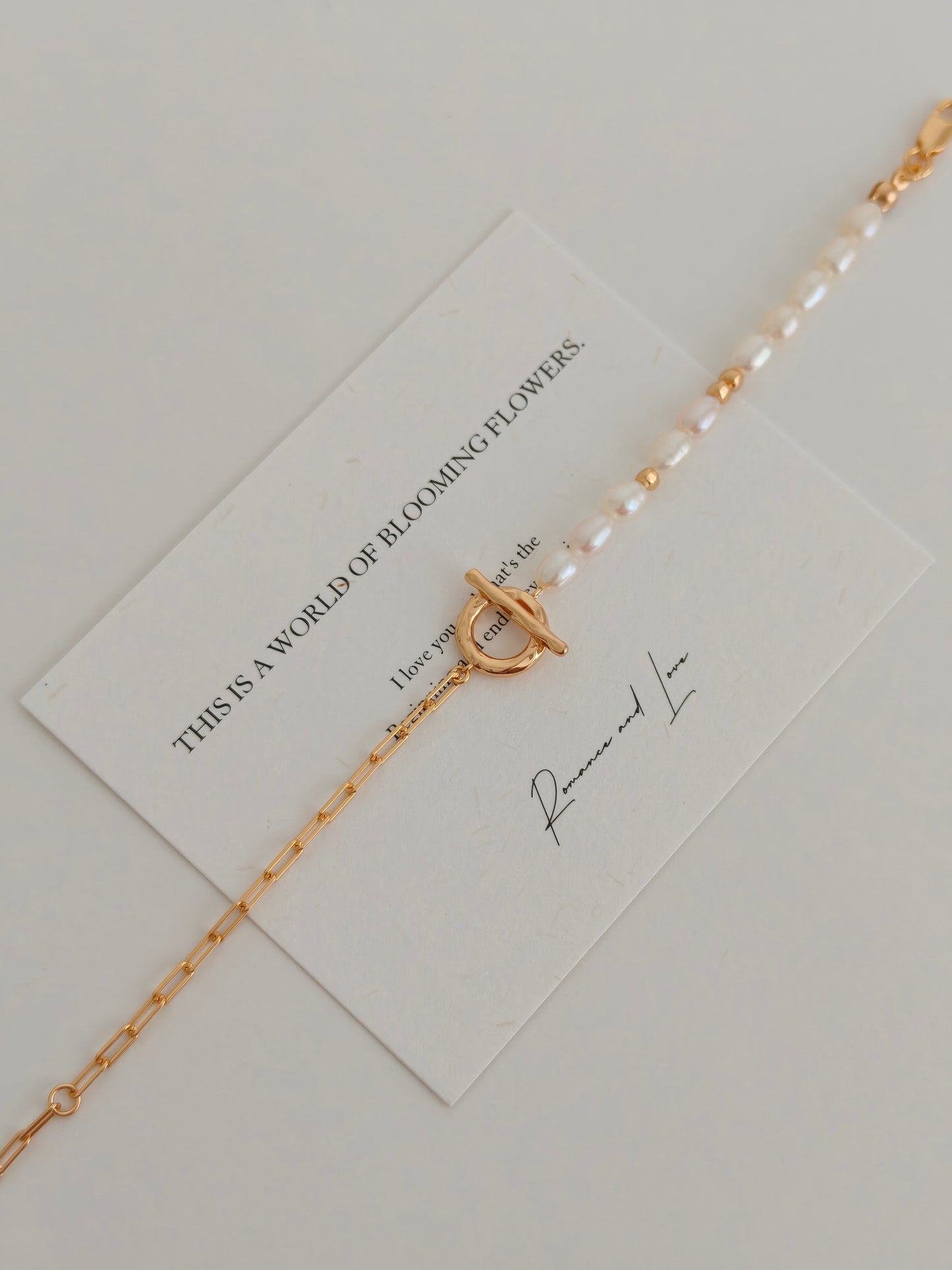 Aurora Pearl & Gold Chain Bracelet – S925 Sterling Silver