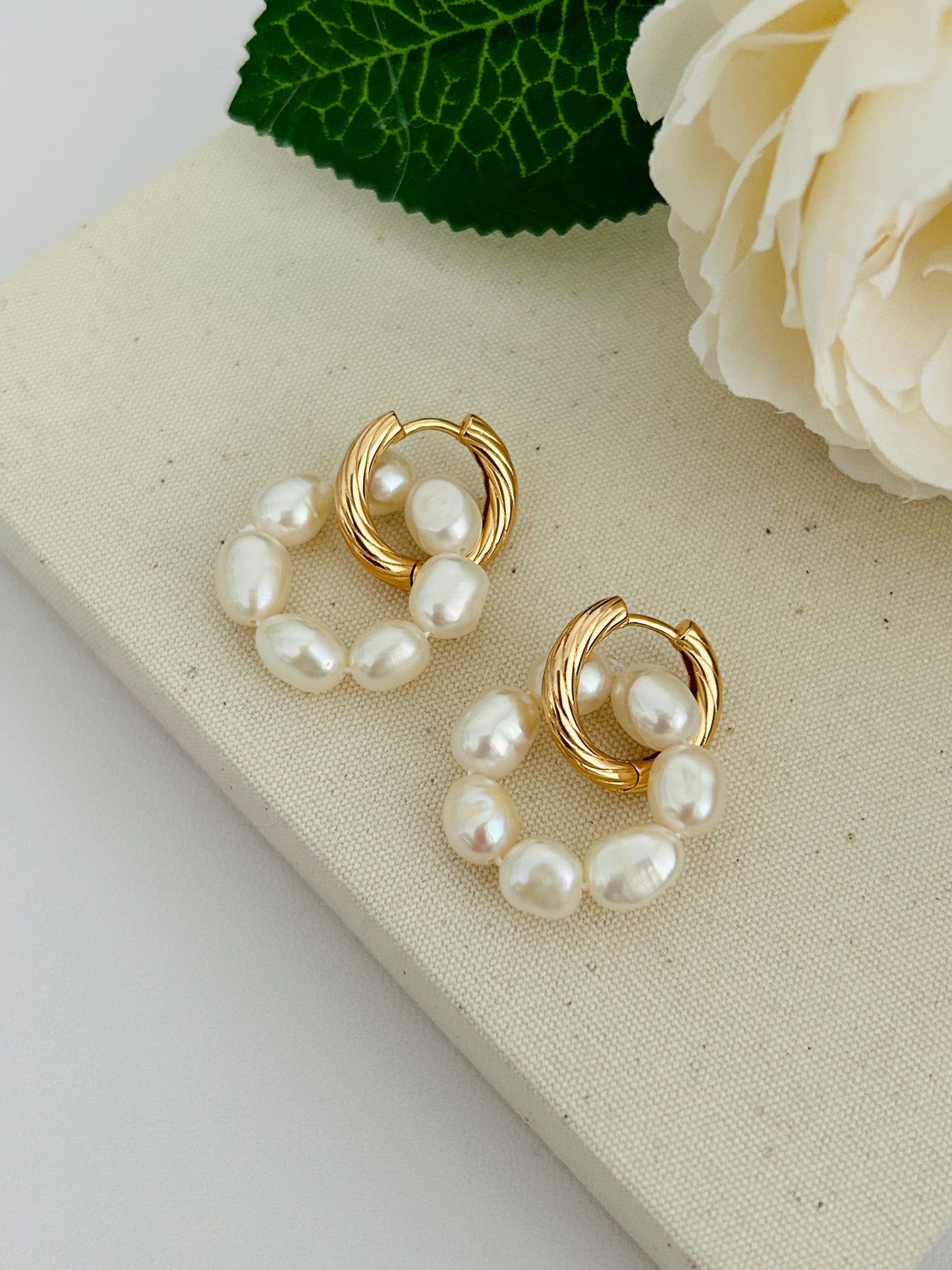 Pearl Earrings with Removable Pearl Ring Pendants