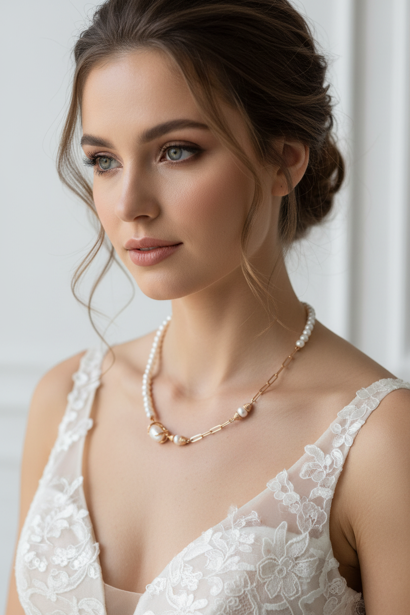 Vintage Pearl Paperclip Chain Necklace – S925 Sterling Silver