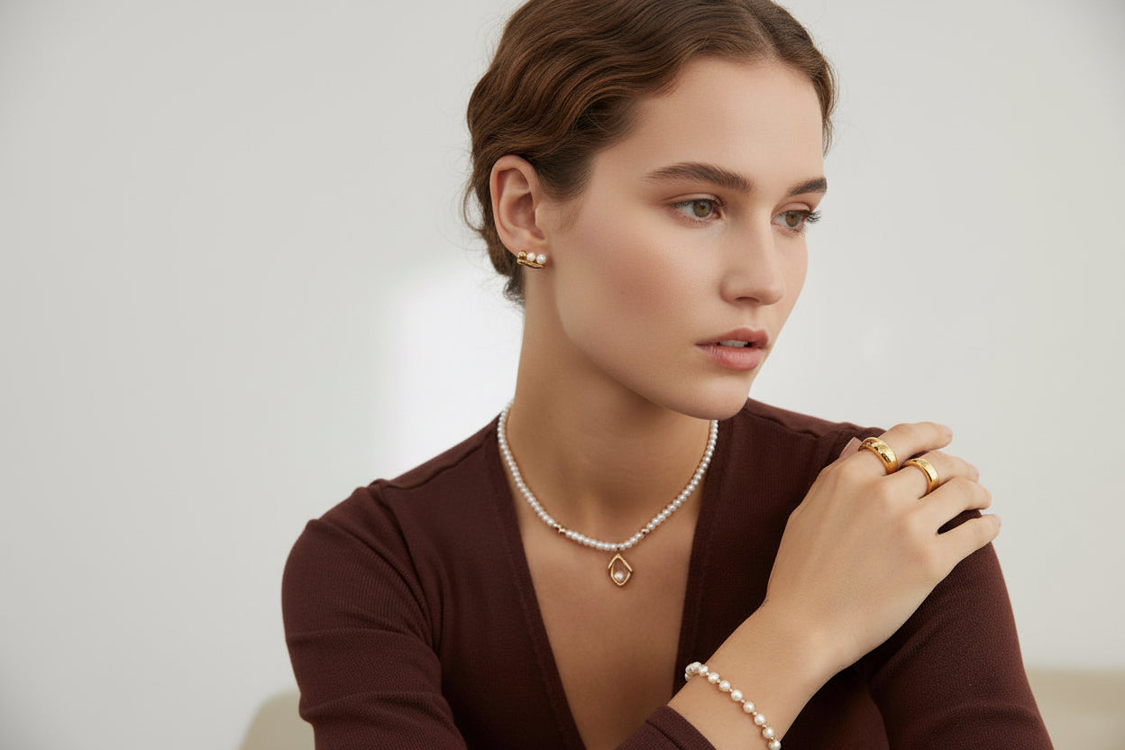 Vintage Pearl Pendant Necklace – S925 Sterling Silver, Gold or Platinum Finish