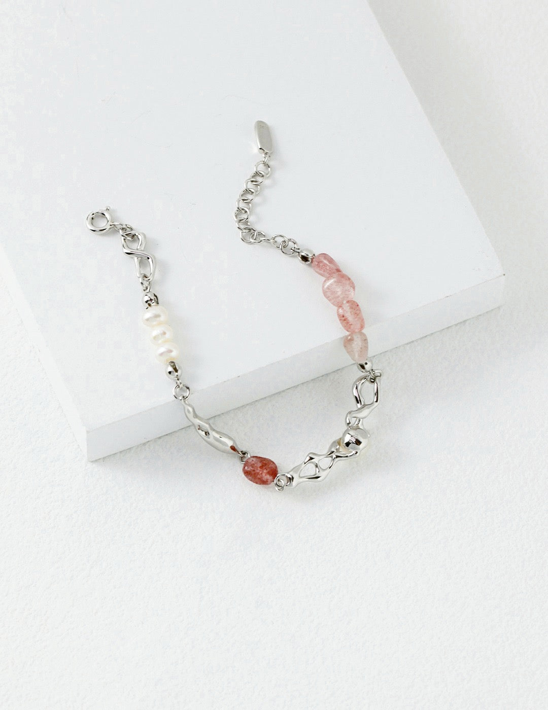 Strawberry Crystal and Pearl Bracelet