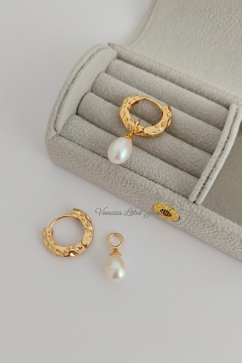Vintage Natural Pearl Silver Earrings | Pendant Removable Earrings
