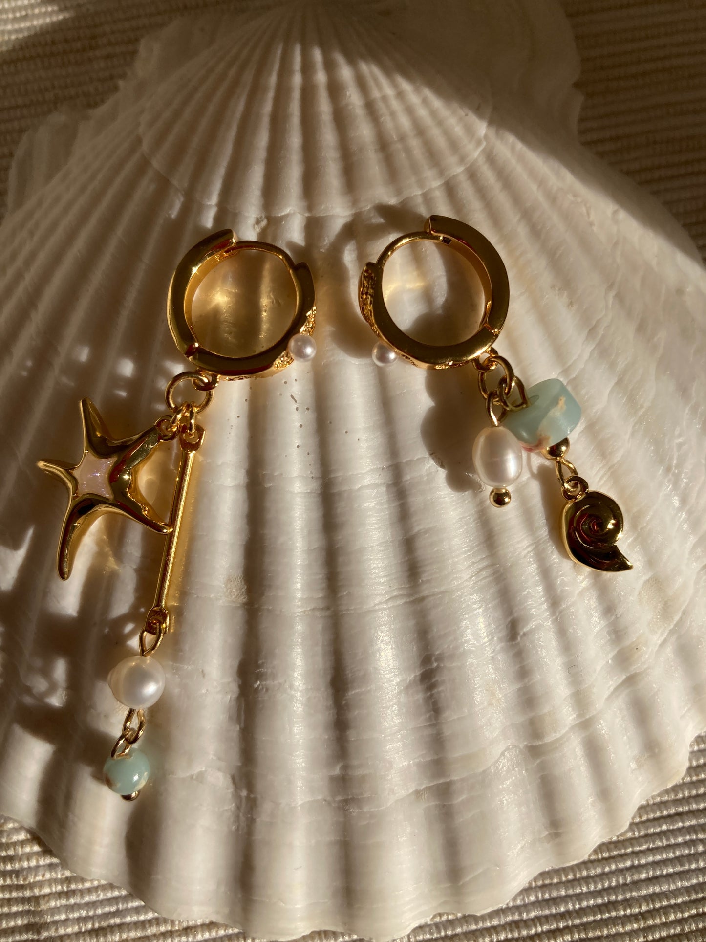 Ocean breeze asymmetrical earrings