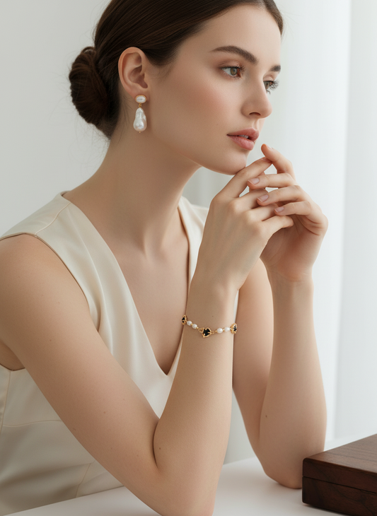 S925 Sterling Silver Baroque Pearl Drop Earrings – Natural Shell & Pearl Jewelry